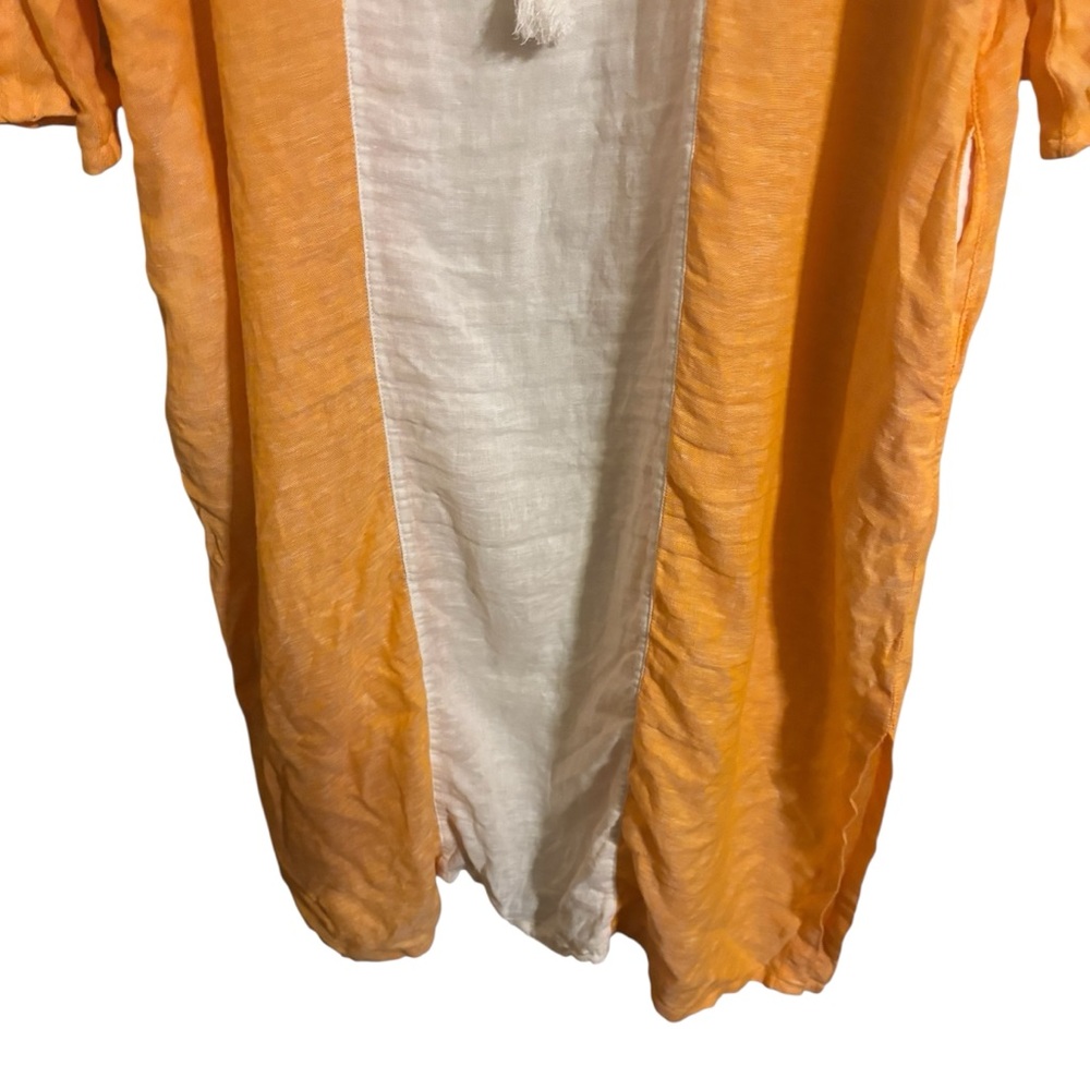 Sigrid Olsen Orange‎ White Shell Tie String Linen Blend Swim Coverup Large - Picture 2 of 7